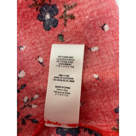 Band Of Outsiders Twee Red Mini Dress Blue Floral Print Cotton V Neck Full Skirt - Picture 13 of 13